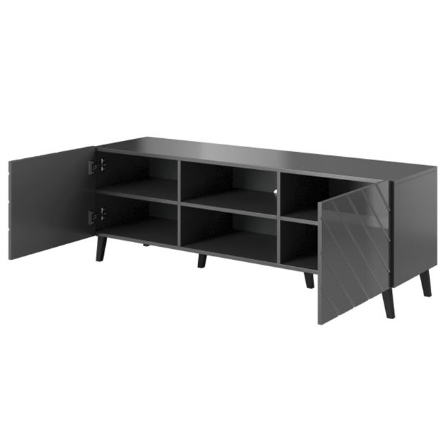 TV table Habeto, grey, chipboard/plastic, 150x41.6cm, H52cm 