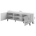 TV table Habeto, grey, chipboard/plastic, 150x41.6cm, H52cm 