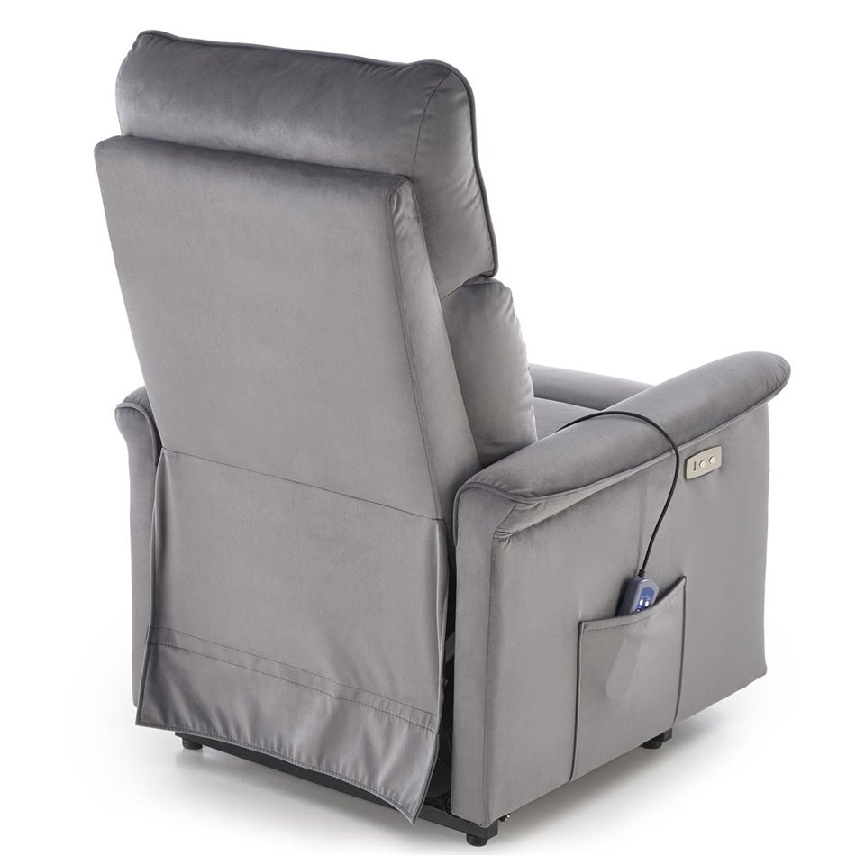 Electric recliner with massage function Hemiro, grey, H108-90x80x90-160cm, seat height 51-52cm