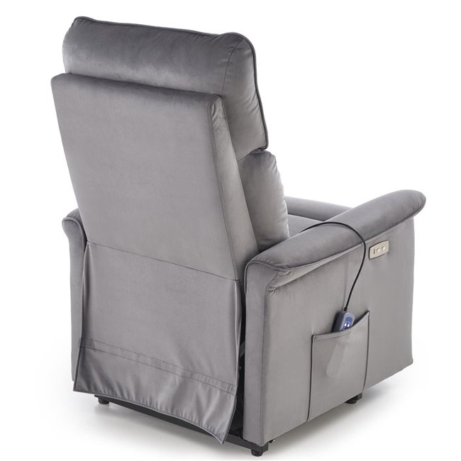 Electric recliner with massage function Hemiro, grey, H108-90x80x90-160cm, seat height 51-52cm
