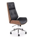 Office chair Hebstero, walnut/black color, eco leather, H114-122x65x60cm, seat height 46-54cm