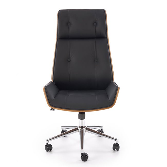 Office chair Hebstero, walnut/black color, eco leather, H114-122x65x60cm, seat height 46-54cm