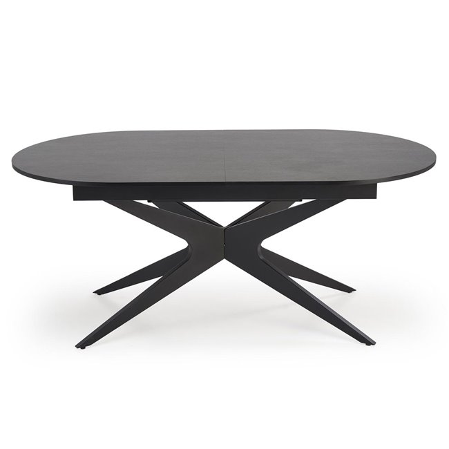 Extendable dining table Handro, black, MDF/steel, 180-240x100cm H76cm 