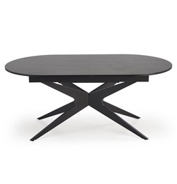 Extendable dining table Handro, black, MDF/steel, 180-240x100cm H76cm 