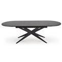 Extendable dining table Handro, black, MDF/steel, 180-240x100cm H76cm 
