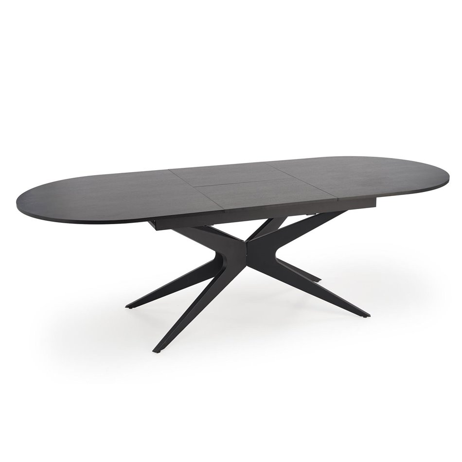 Extendable dining table Handro, black, MDF/steel, 180-240x100cm H76cm 