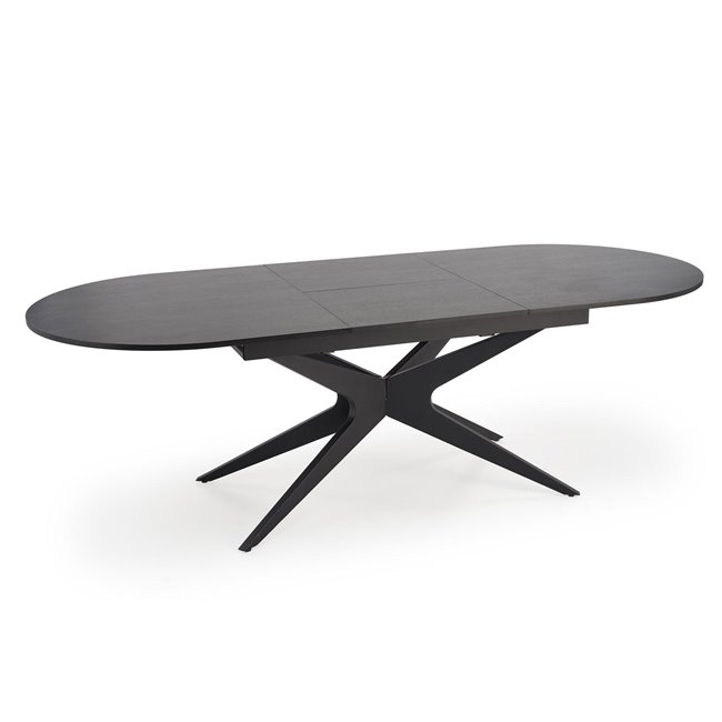 Extendable dining table Handro, black, MDF/steel, 180-240x100cm H76cm 