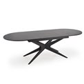 Extendable dining table Handro, black, MDF/steel, 180-240x100cm H76cm 