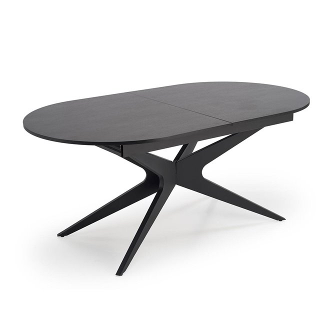 Extendable dining table Handro, black, MDF/steel, 180-240x100cm H76cm 