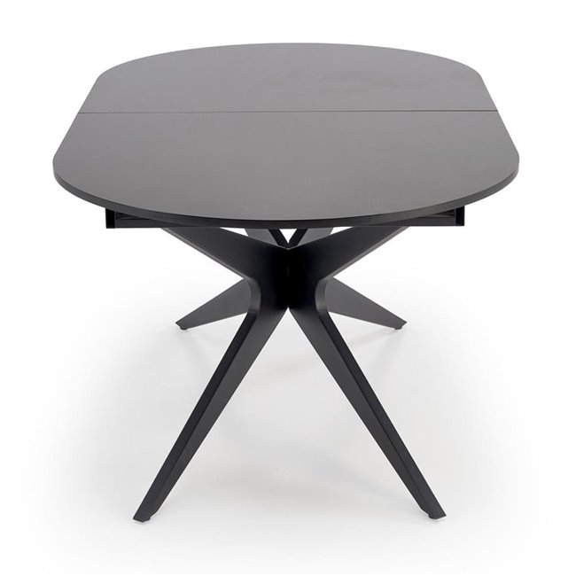 Extendable dining table Handro, black, MDF/steel, 180-240x100cm H76cm 