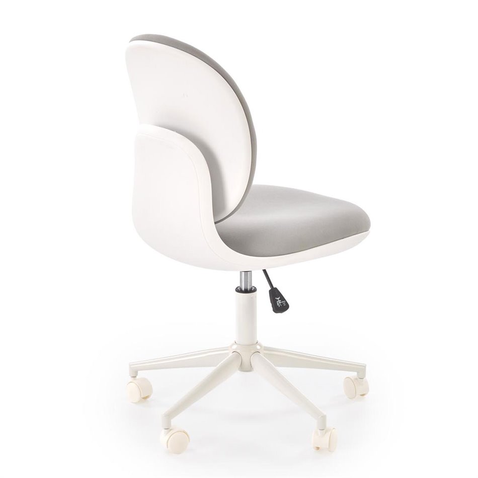 Office chair Horion, white/grey, polyester/polypropylene, H89-99cm 55x46cm, seat height 48-58cm