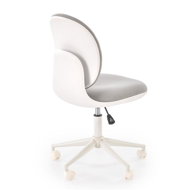 Office chair Horion, white/grey, polyester/polypropylene, H89-99cm 55x46cm, seat height 48-58cm