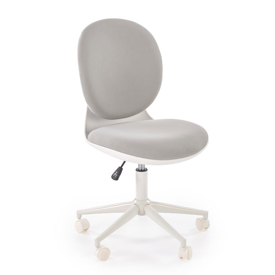 Office chair Horion, white/grey, polyester/polypropylene, H89-99cm 55x46cm, seat height 48-58cm