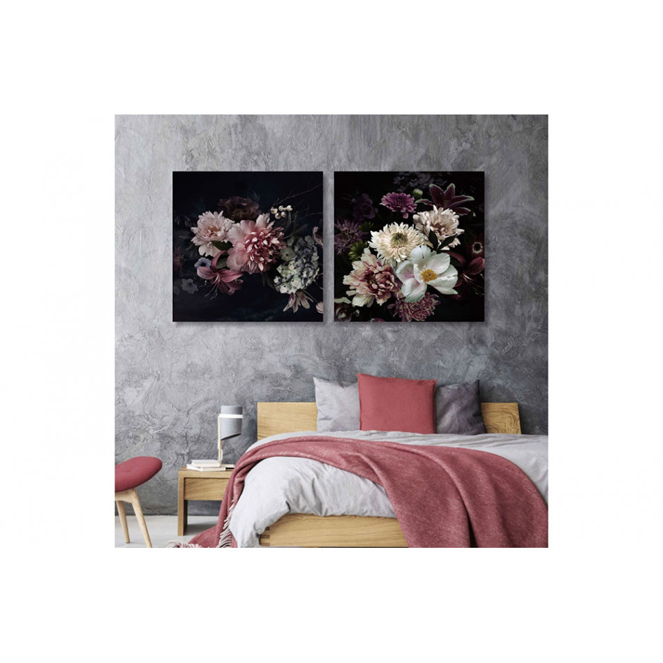 Wall Glass Art Flowers, 100x100cm