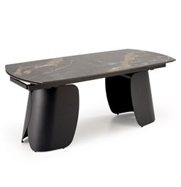Extendable dining table Horum, black, sintered stone/steel, 180-260x90cm H76cm 