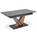 Extendable dining table Holant, black/oak pattern/gold colors,, 140-180x90cm H76cm 