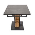 Extendable dining table Holant, black/oak pattern/gold colors,, 140-180x90cm H76cm 