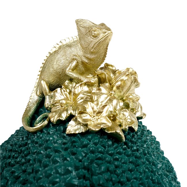 Deco figurine box with lid Lizard, green/gold color, H35.5x25x24cm