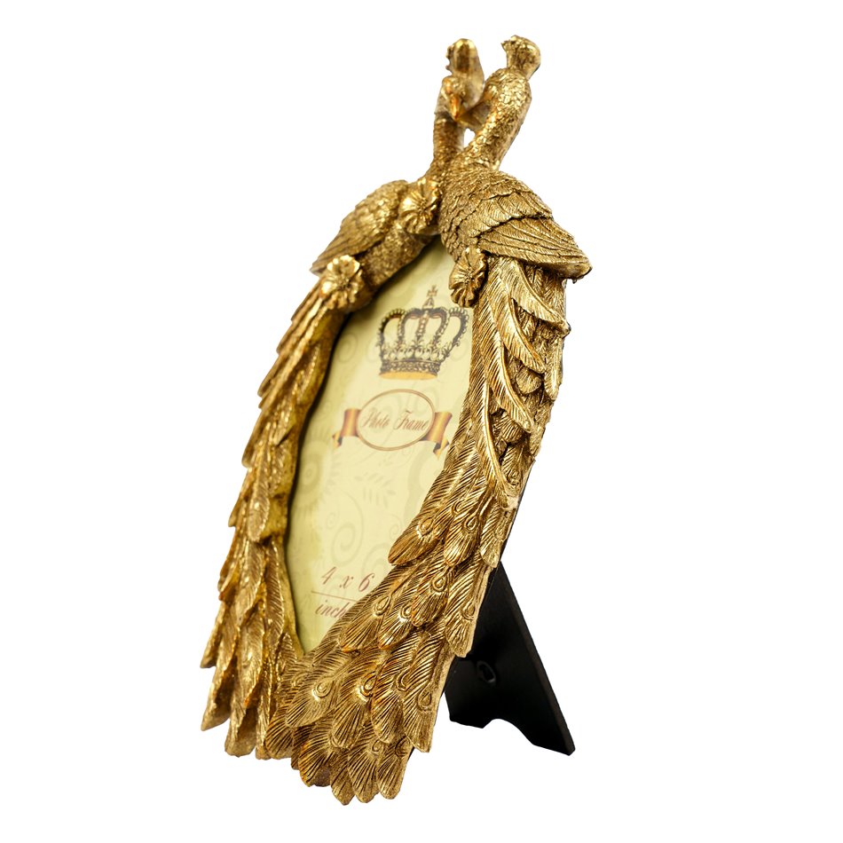 Photo frame Peacocks, gold color, 10x15cm
