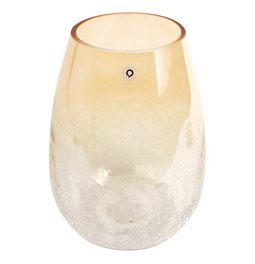 Vase Alexis cracle, glass, beige, H25cm, D19cm