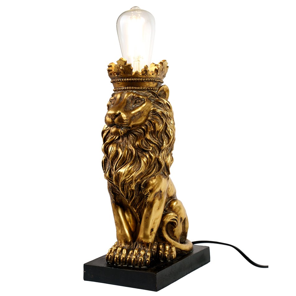 Настольная лампа Lion, черный/золотой цвет, H42.5x21x14cm, E27 40W