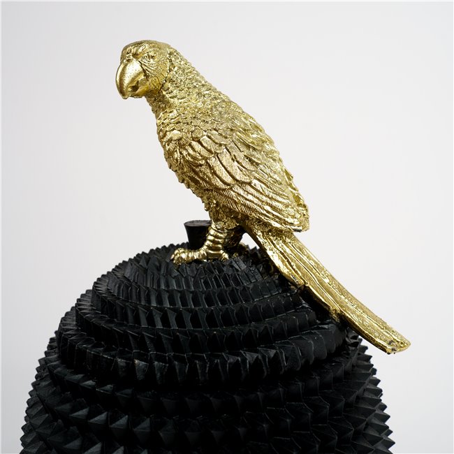 Декоративная посуда с крышкой Bird, черный/золотой цвет, H28.2cm, D17cm