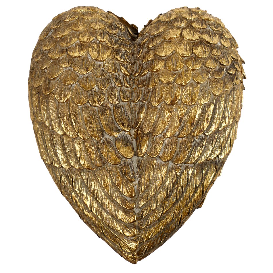 Deco figurine box with lid Heart, gold color, H5.5x12x10.3cm