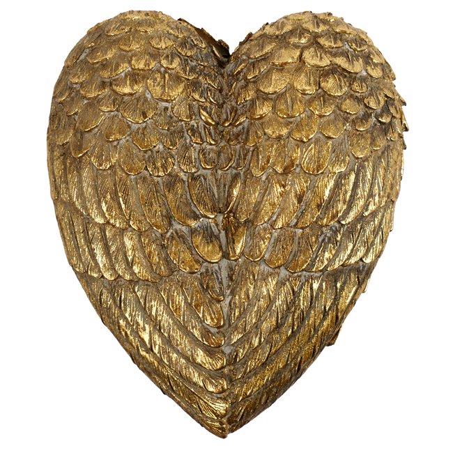 Deco figurine box with lid Heart, gold color, H5.5x12x10.3cm