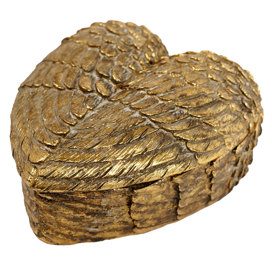 Deco figurine box with lid Heart, gold color, H5.5x12x10.3cm