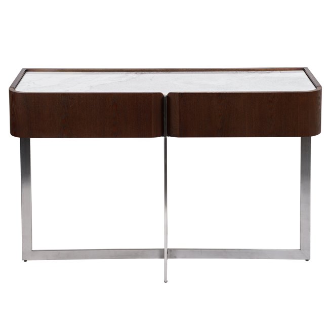 Console table Rondola CT, sintered stone/ash veneer/metal, H75x120x40cm