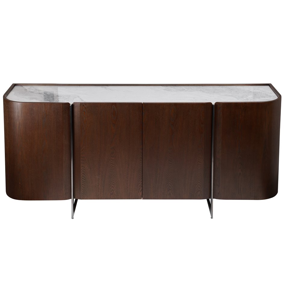 Sideboard Rond SB, 12mm sintered stone/ash veneer/metal, H78x180x42cm
