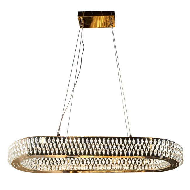 Подвесной светильник Kending oval, прозрачный/золотой цвет, H30-130x85x35cm, LED 140W, 3000K-4000K-6000K