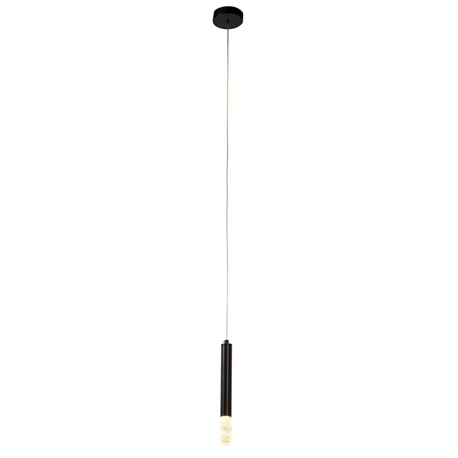 Pendant lamp Sellingen 1, transparent/black, H31-133cm, D10cm, LED 5W, 3000K
