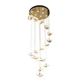 Griestu lampa Yabukko, caurspīdīga/zelta krāsā, H140-250cm, D50cm, LED 88W, 3000K-4000K-6000K