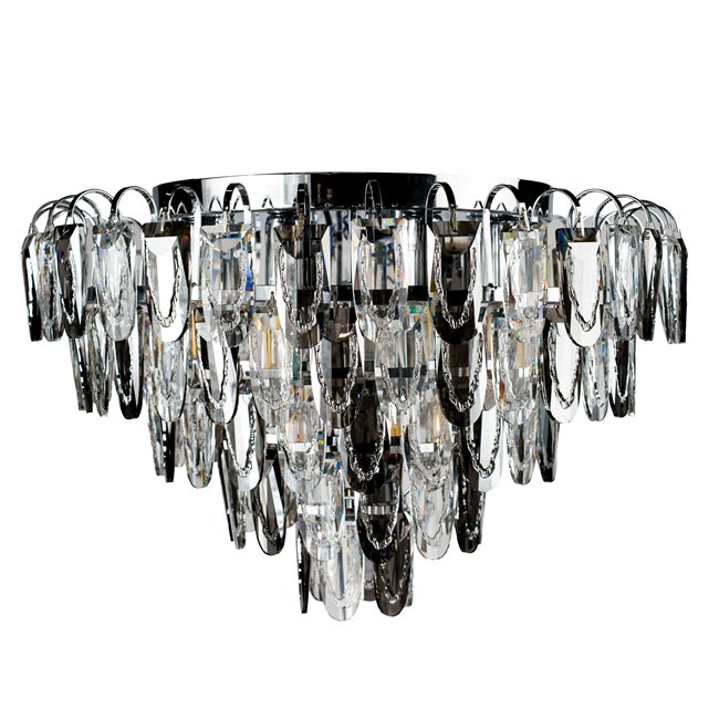 Pendant lamp Seaton 12, gray/chrome color, H46-100cm, D50cm, E14x12 40W(MAX)