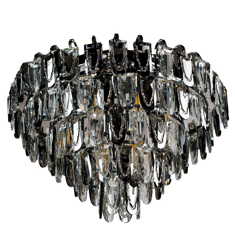 Pendant lamp Seaton 12, gray/chrome color, H46-100cm, D50cm, E14x12 40W(MAX)