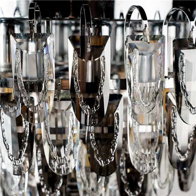 Pendant lamp Seaton 12, gray/chrome color, H46-100cm, D50cm, E14x12 40W(MAX)