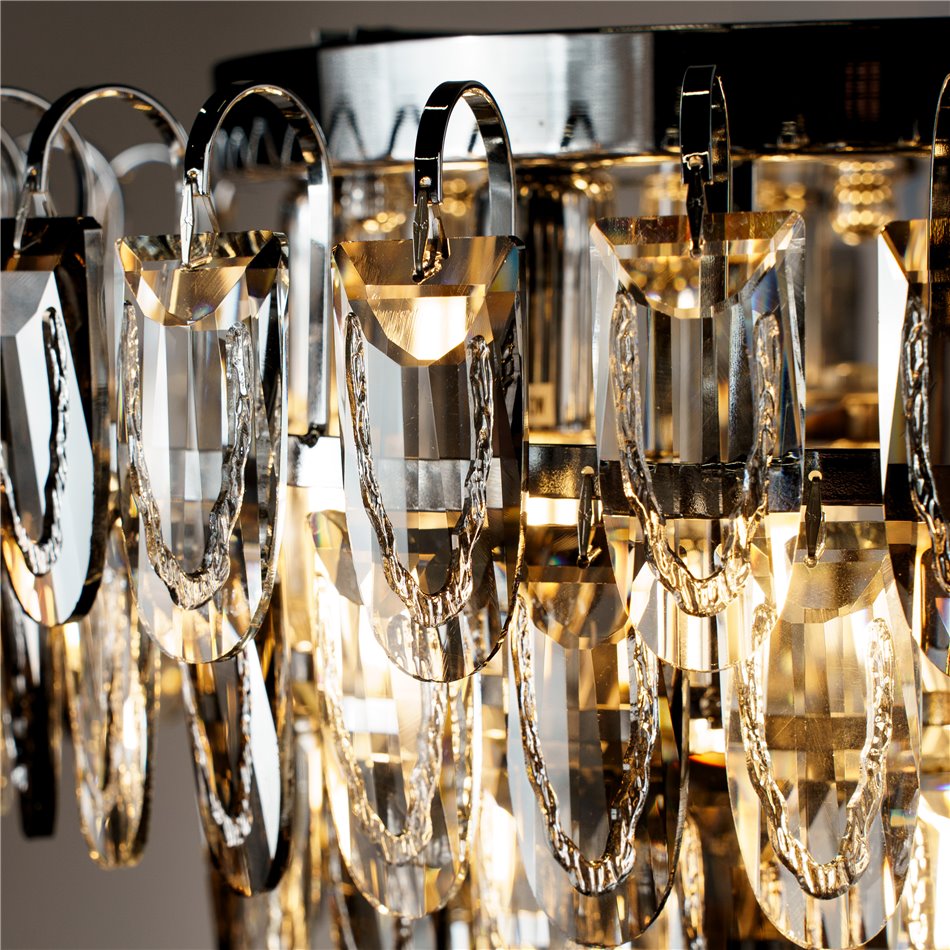 Pendant lamp Seaton 12, gray/chrome color, H46-100cm, D50cm, E14x12 40W(MAX)