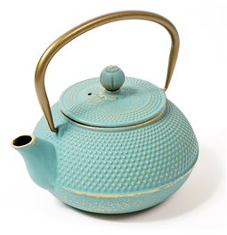 Teapot JADE, blue, cast iron/stainless steel, 800ml, H15.4x14x10cm