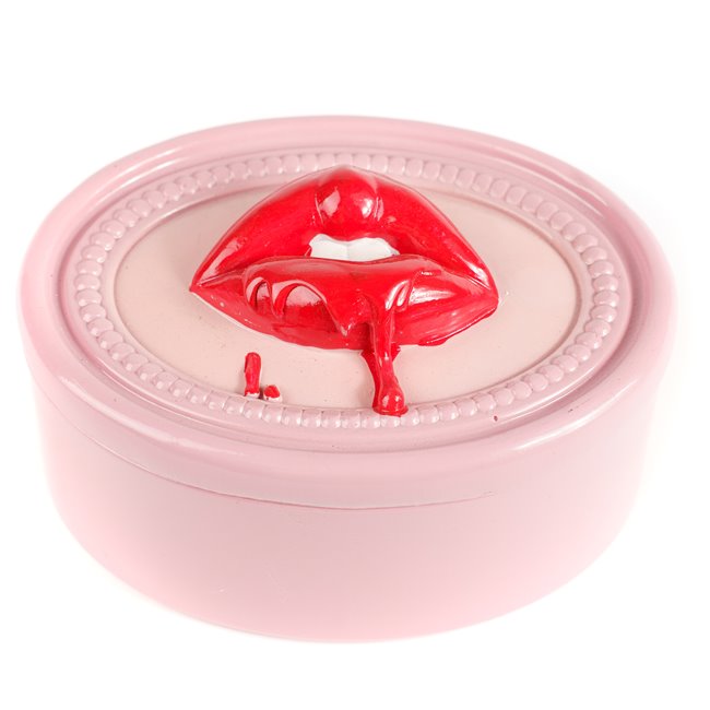Шкатулка для украшений Lips, розовый/красный, H9cm, D15cm