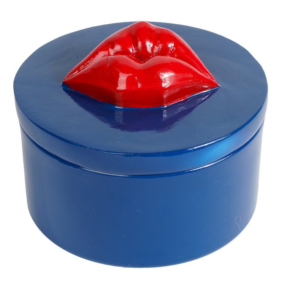 Шкатулка для украшений Lips, синий/красный, H10cm, D13cm