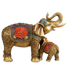 Deco figurine 2 Elephants, H25x32x15.5cm