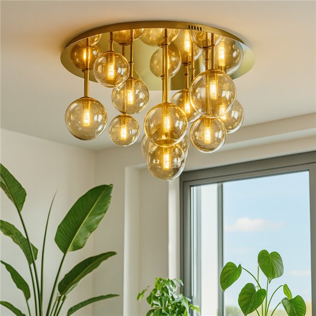 Pendant lamp Rox, amber/bronze, G9, 12x5W(MAX), D60cm, H30cm