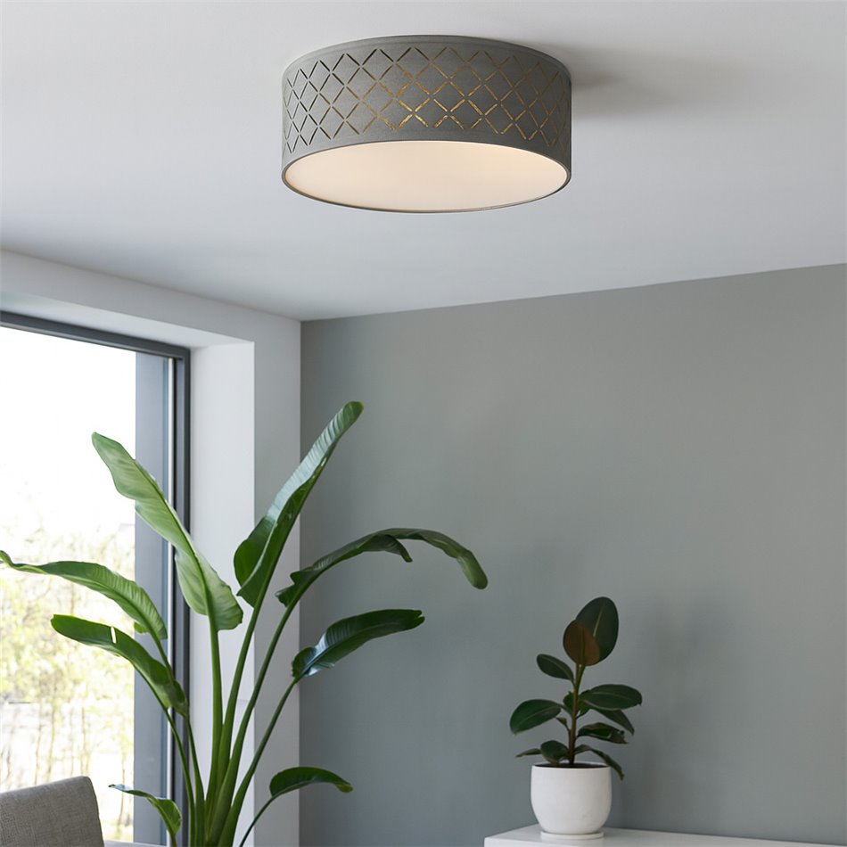 Ceiling lamp Moivre, taupe/white, H12.5cm, D38cm, E27x3 40W(MAX)