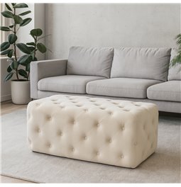 Rectangle stool Lailly, pearl, velvet, H42x84x42cm