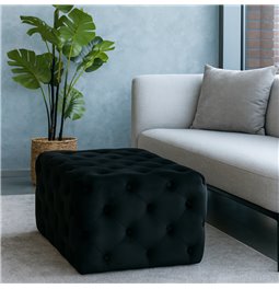 Rectangle stool Lailly, black, velvet, H42x84x42cm