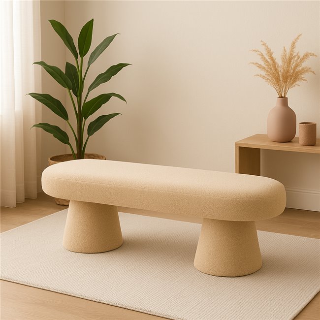 Bench Calanda, bouclé fabric, H45x120x40cm