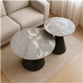Набор журнальных столиков Wailly, 2 шт., спеченный камень/металл, D80см H44см, D60см H50см
