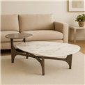 Coffee table Walle artificial marble/metal, H37x144x67cm