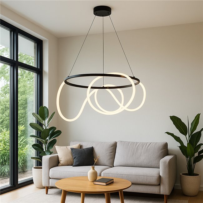 Подвесной светильник Modena 26, черный, H60-145cm, D80cm, LED 42W, 3000K, 2310lm